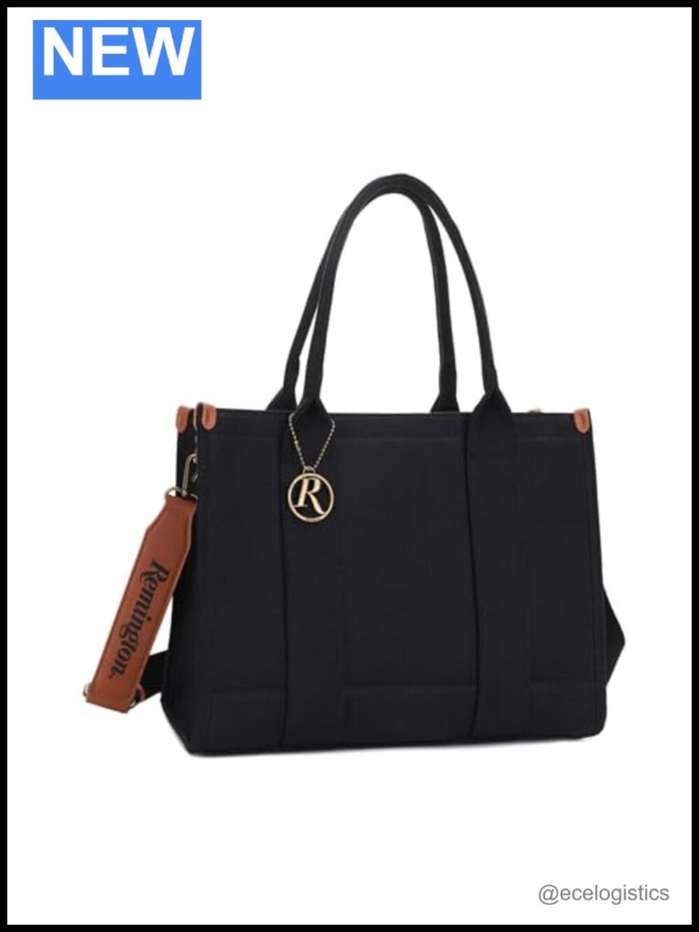 Canvas Tote Bag with Lockable Compartment, Structured Work Tote with Detachable